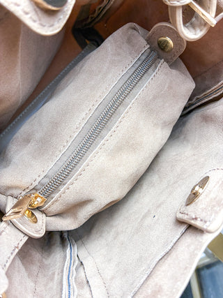 Gianna Faux Suede Satchel | Tan
