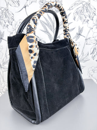 Gianna Faux Suede Satchel | Blk
