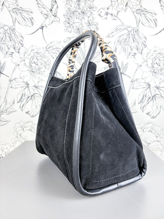 Gianna Faux Suede Satchel | Blk