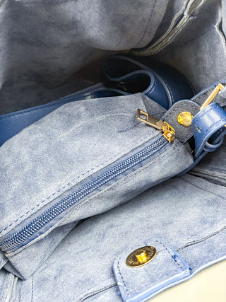 Gianna Faux Suede Satchel | Navy