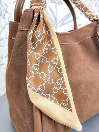 Gianna Faux Suede Satchel | Chocolate