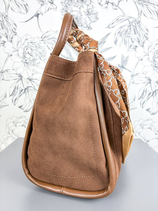 Gianna Faux Suede Satchel | Chocolate