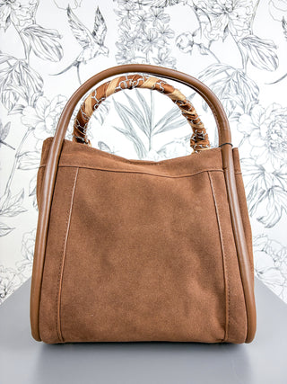 Gianna Faux Suede Satchel | Chocolate