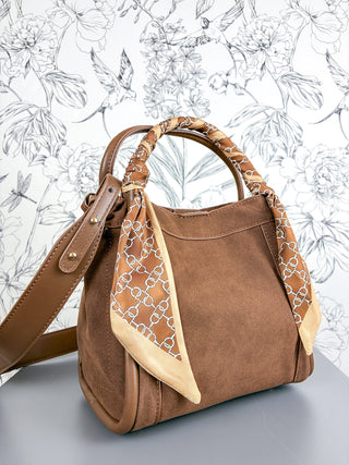 Gianna Faux Suede Satchel | Chocolate