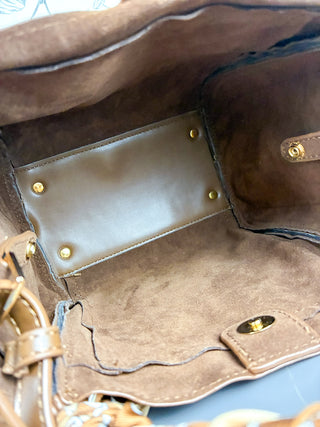 Gianna Faux Suede Satchel | Chocolate