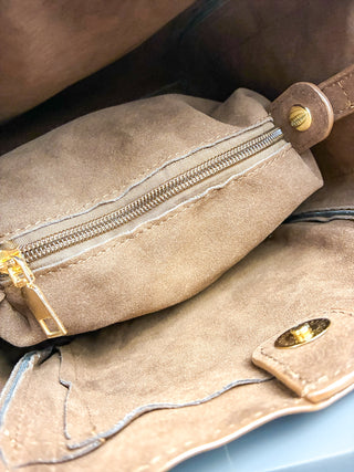 Gianna Faux Suede Satchel | Chocolate