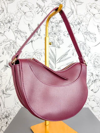 Francesca Vegan Leather Crescent Bag | Burgundy
