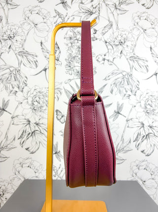 Francesca Vegan Leather Crescent Bag | Burgundy