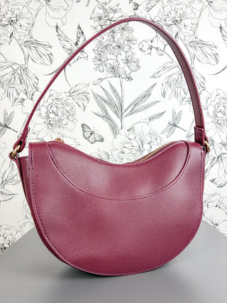 Francesca Vegan Leather Crescent Bag | Burgundy