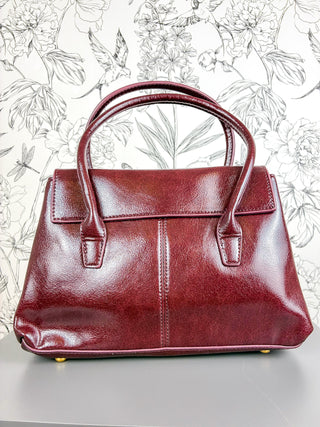 Amelie Real Leather Satchel | Burgundy