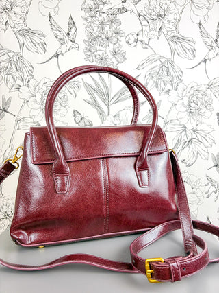 Amelie Real Leather Satchel | Burgundy