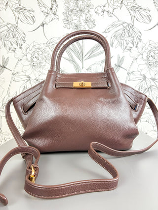 Camille Vegan Leather Satchel | Brown