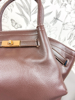 Camille Vegan Leather Satchel | Brown