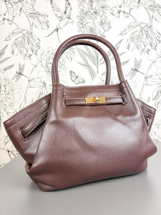 Camille Vegan Leather Satchel | Brown