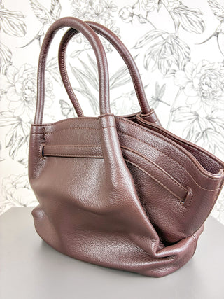 Camille Vegan Leather Satchel | Brown