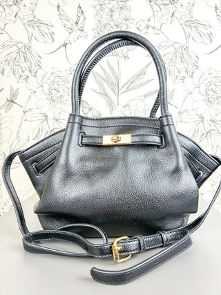 Camille Vegan Leather Satchel | Black