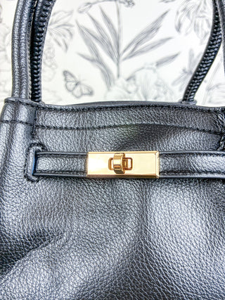Camille Vegan Leather Satchel | Black
