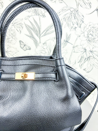 Camille Vegan Leather Satchel | Black