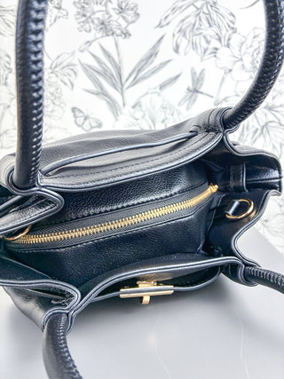 Camille Vegan Leather Satchel | Black