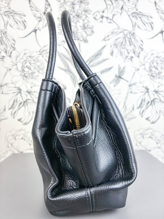 Camille Vegan Leather Satchel | Black