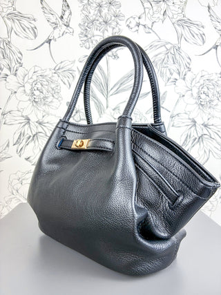 Camille Vegan Leather Satchel | Black