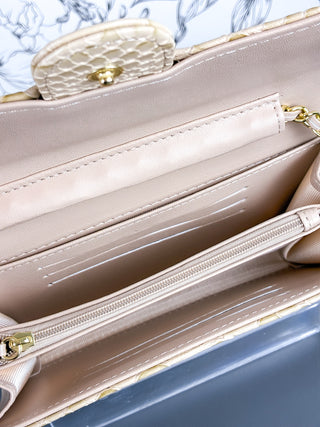 Bianca Faux Alligator Clutch | Ivory