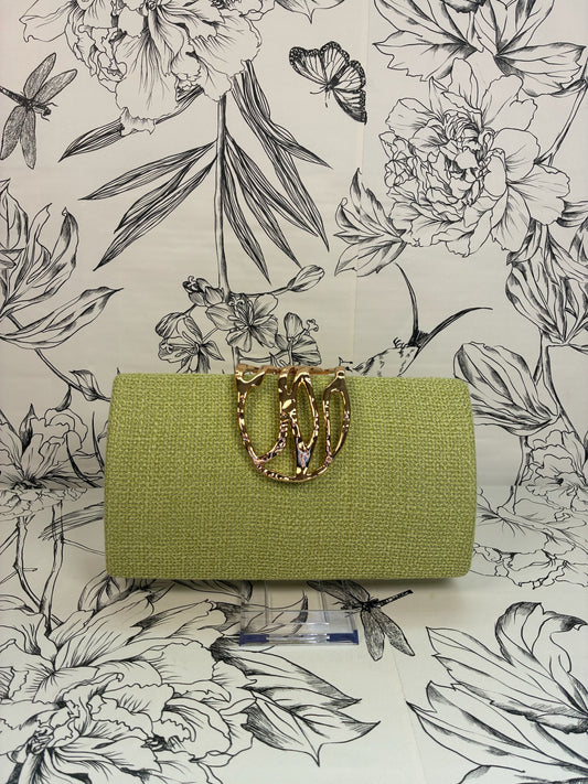 chartreuse straw clutch
