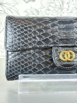 Bianca Faux Alligator Clutch | Black