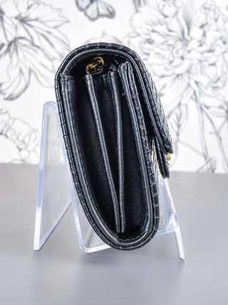 Bianca Faux Alligator Clutch | Black