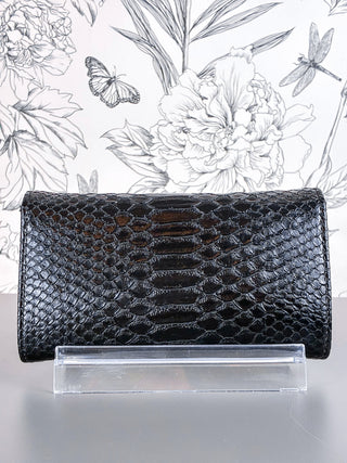 Bianca Faux Alligator Clutch | Black