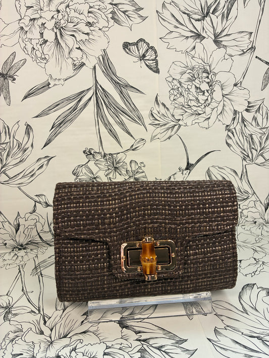 marian mini straw clutch bamboo