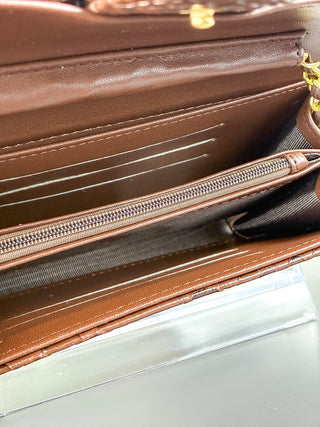 Bianca Faux Alligator Clutch | Chocolate