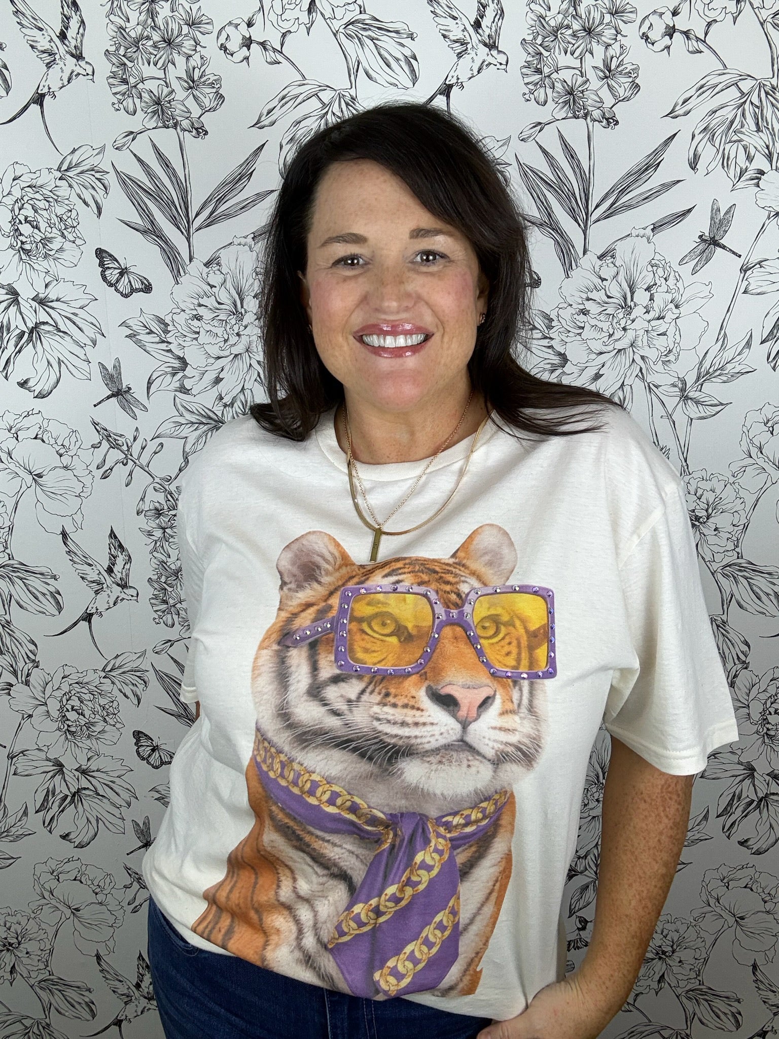 game day lsu tiger rhinestone tee