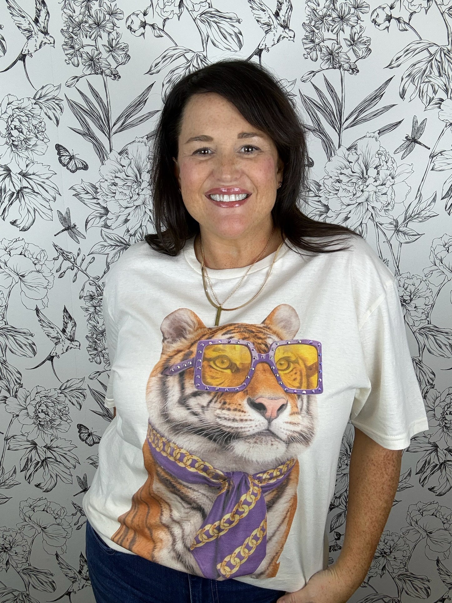 game day lsu tiger rhinestone tee
