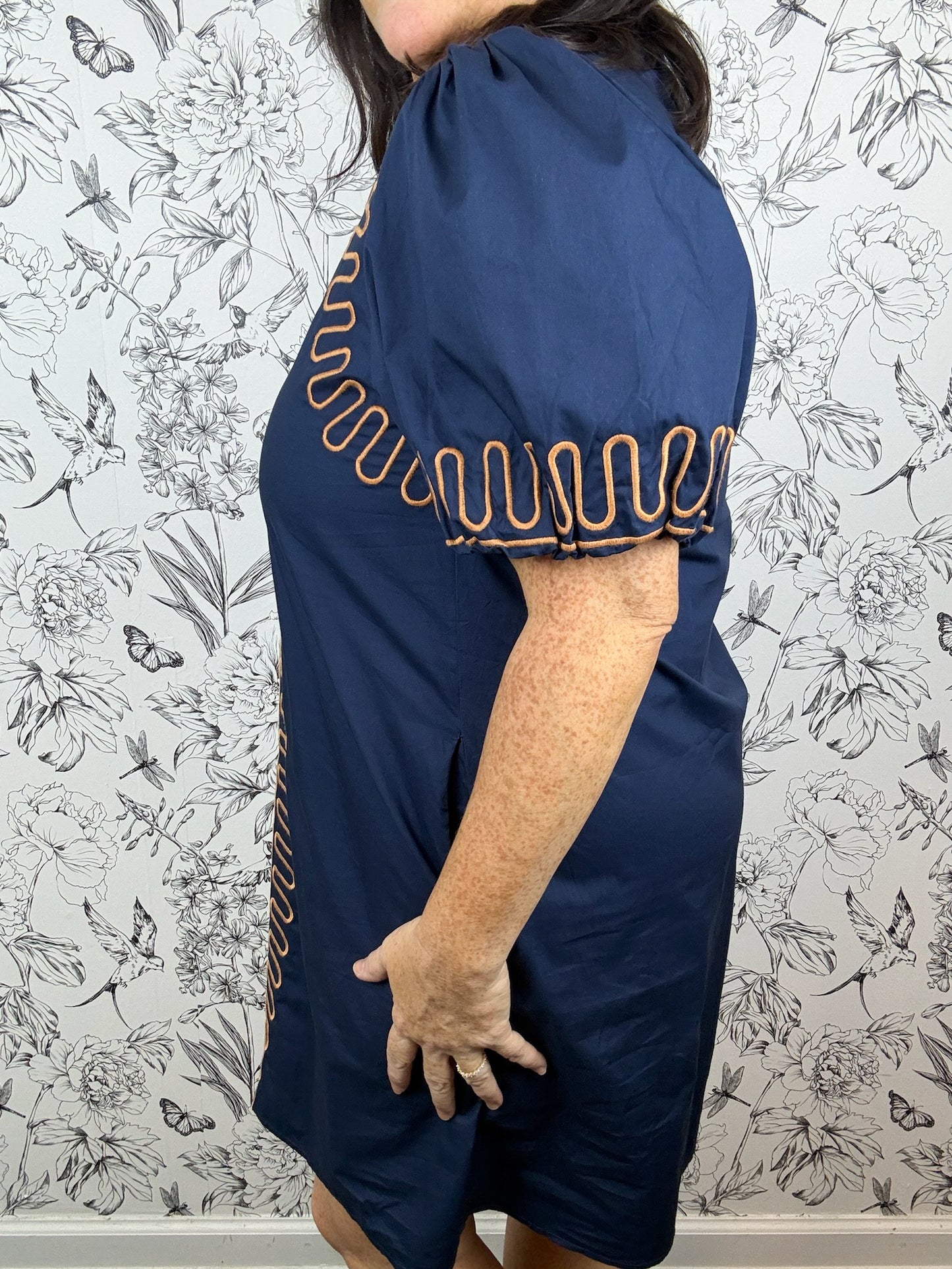 Navy & Cinnamon Mini Dress