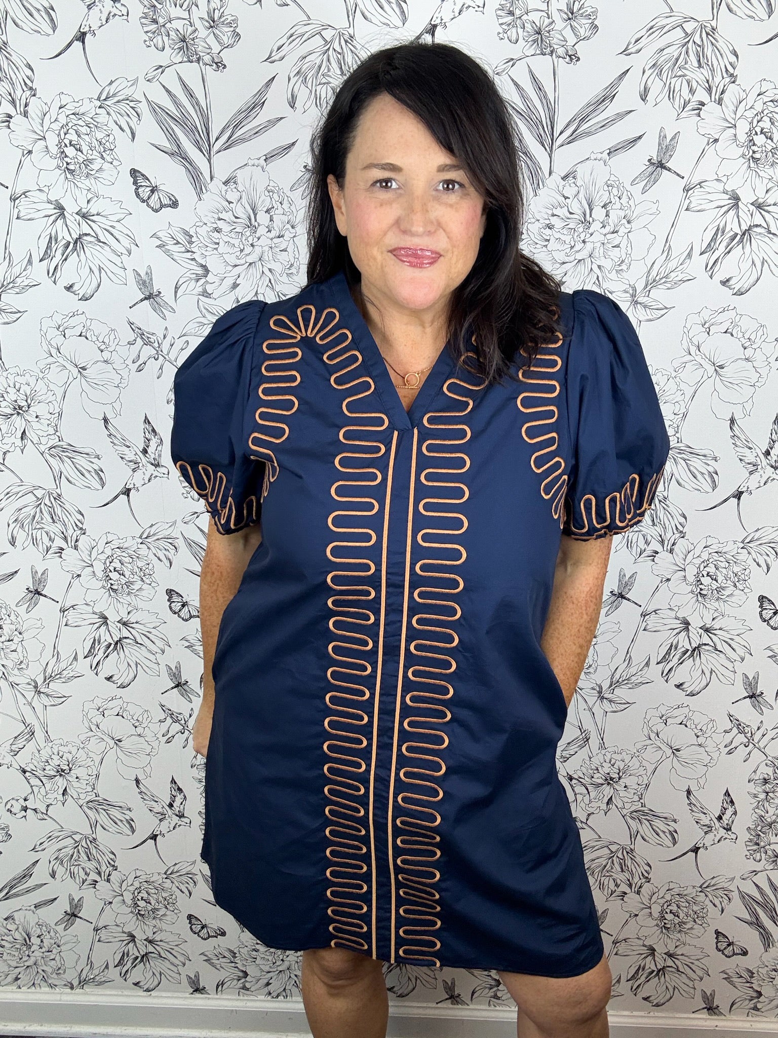 navy mini with brown embroidery JODIFL