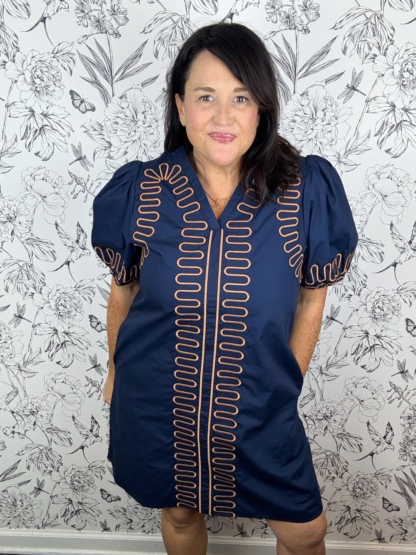 navy mini with brown embroidery JODIFL