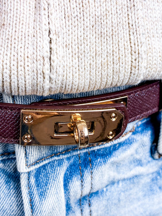 Turnlock Vegan Leather Belt | Brown