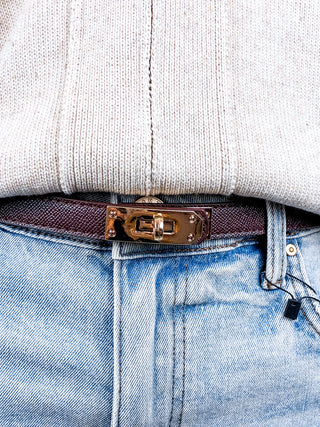 Turnlock Vegan Leather Belt | Brown