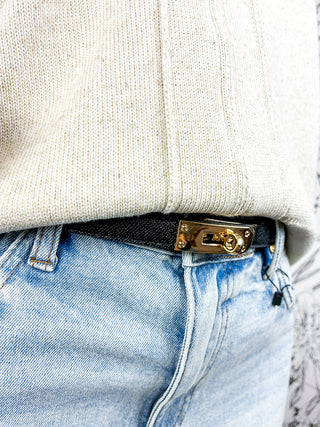 Turnlock Vegan Leather Belt | Black