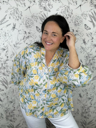 lemon print blouse FATE