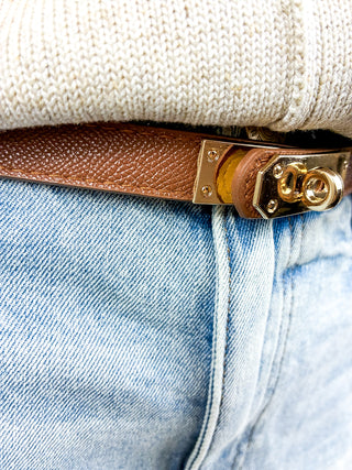 Turnlock Vegan Leather Belt | Tan