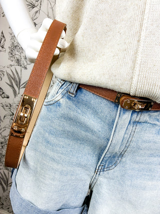 Turnlock Vegan Leather Belt | Tan