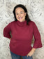 cranberry mock neck 3/4 sweater FATE