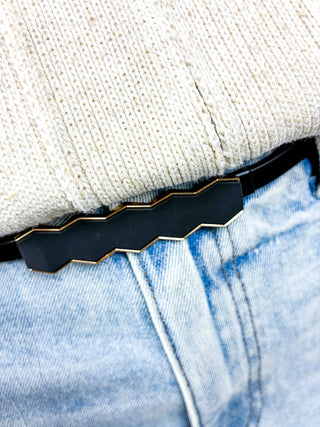 Elegant Skinny Stretch Belt | Black