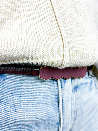 Elegant Skinny Stretch Belt | Burgundy