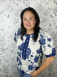 blue and white floral blouse VOY
