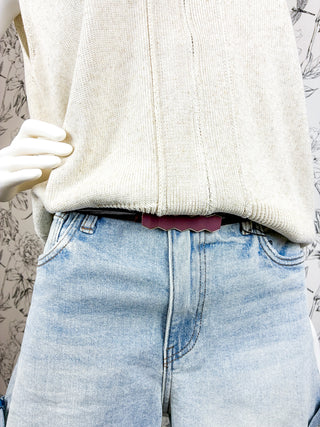 Elegant Skinny Stretch Belt | Burgundy