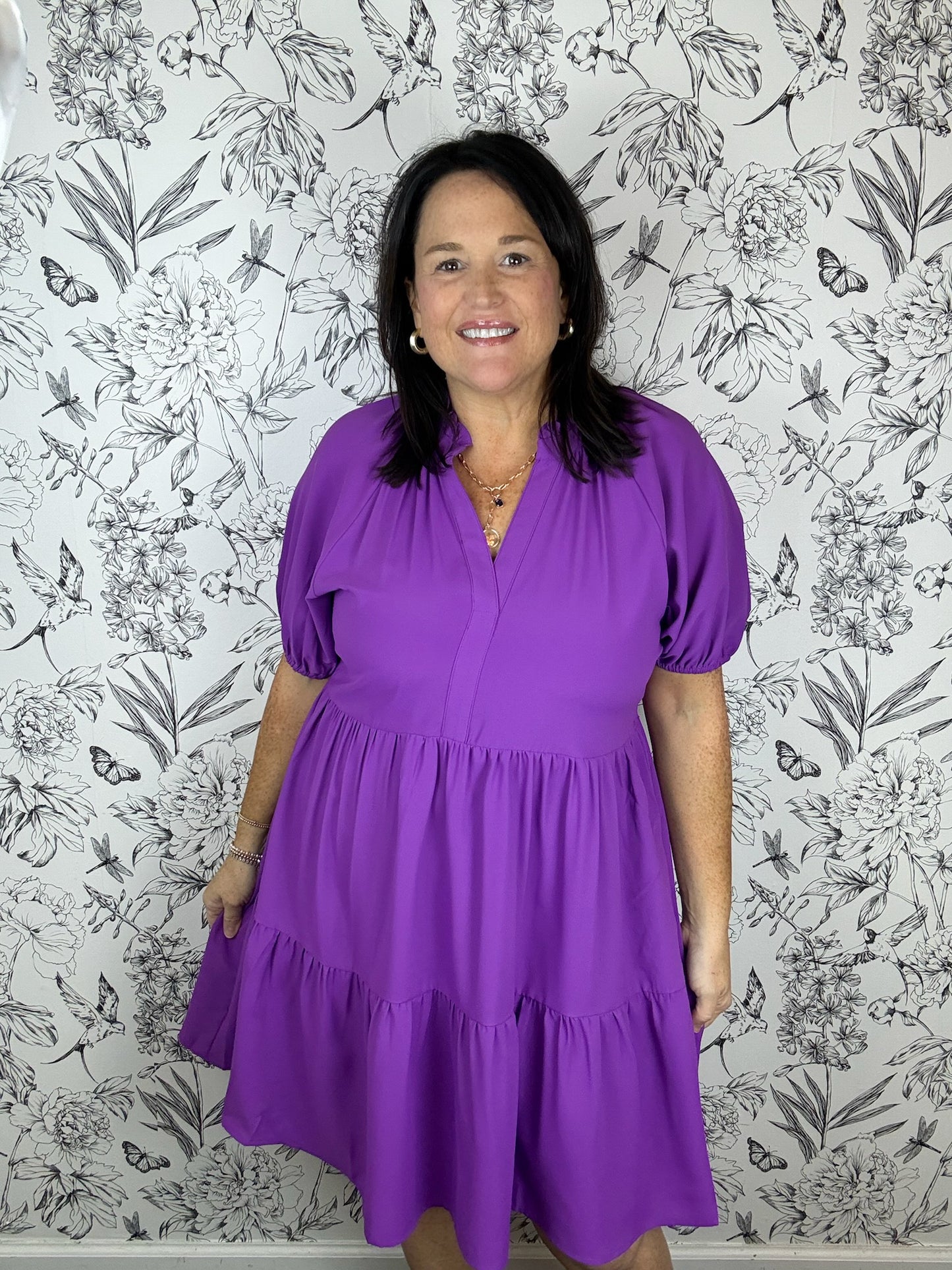 purple tiered mini dress JoDIFL