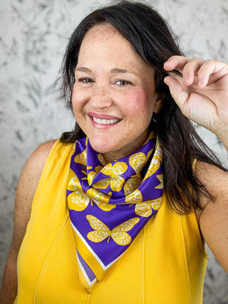 Mariposa Scarf in Purple & Gold